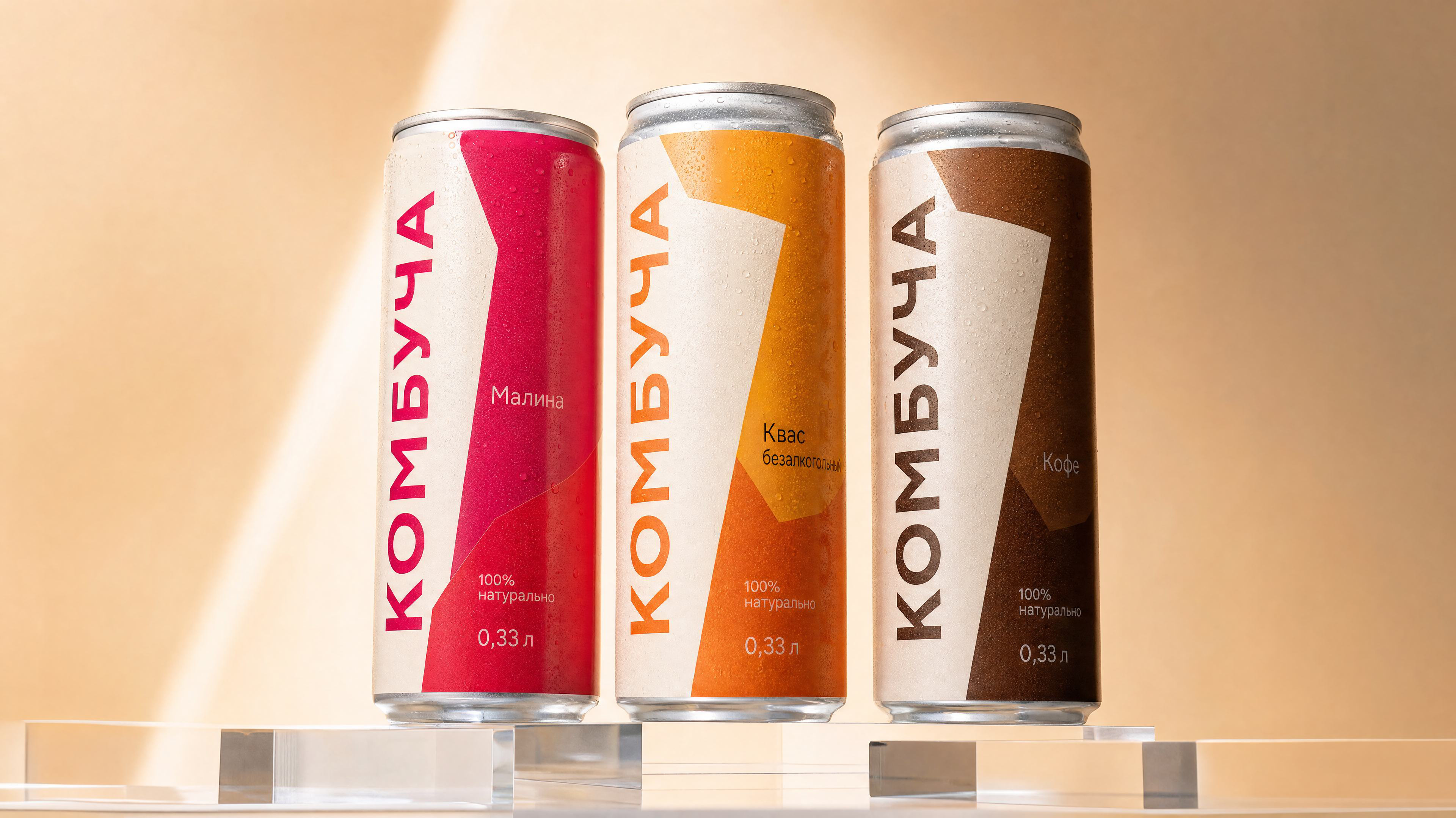 Алюминиевые банки INTERKVASS: комбуча малина, квас, кофе